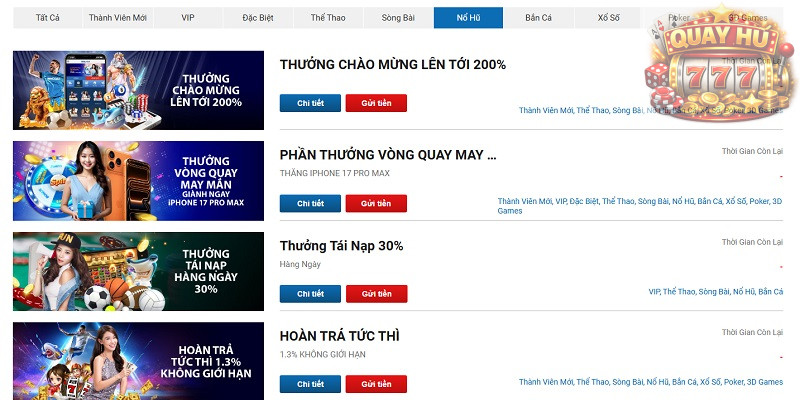 Cách săn khuyến mãi quay hũ