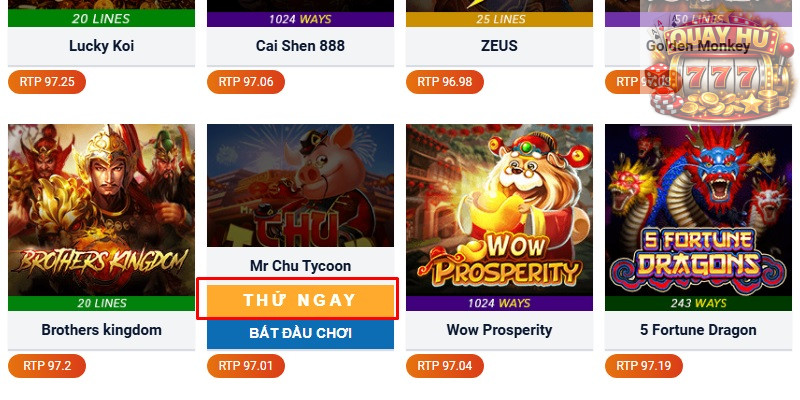 Chơi thử với bản Demo Nổ Hũ