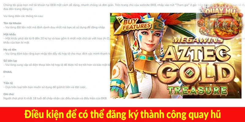 Điều kiện để có thể đăng ký thành công quay hũ