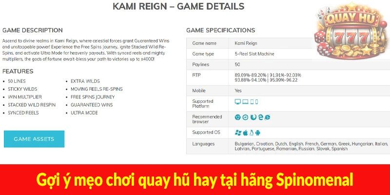 Gợi ý mẹo chơi quay hũ hay tại hãng Spinomenal