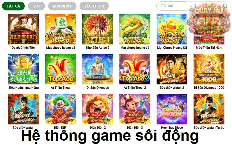 Hệ thống game sôi động