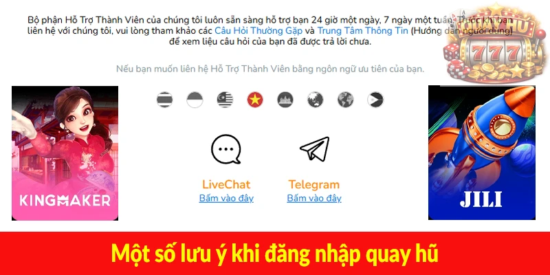 Một số lưu ý khi đăng nhập quay hũ