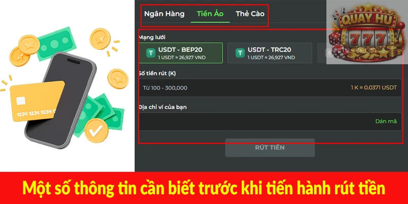 Một số thông tin cần biết trước khi tiến hành rút tiền